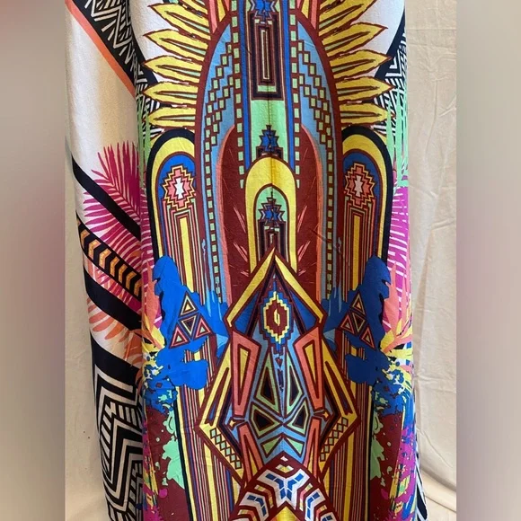 Colorful art deco maxi halter dress - Picture 4 of 9